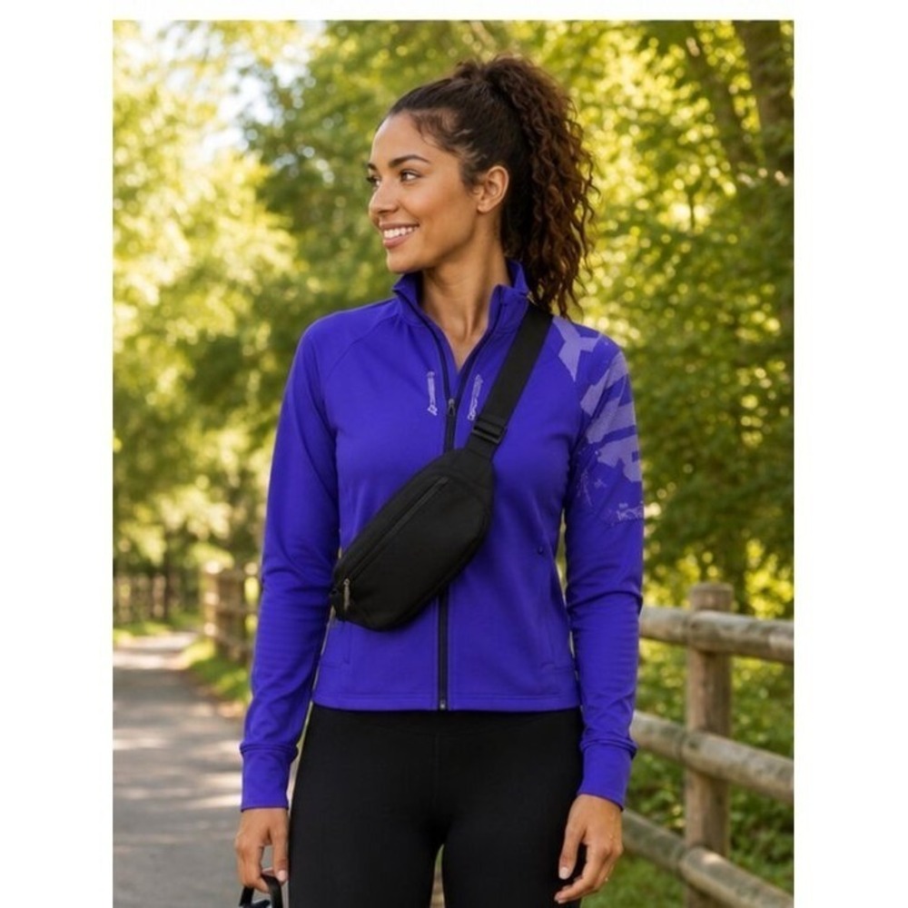 Reebok PlayDry Purple Full Zip Athletic Jacket S Thumbhole Activewear